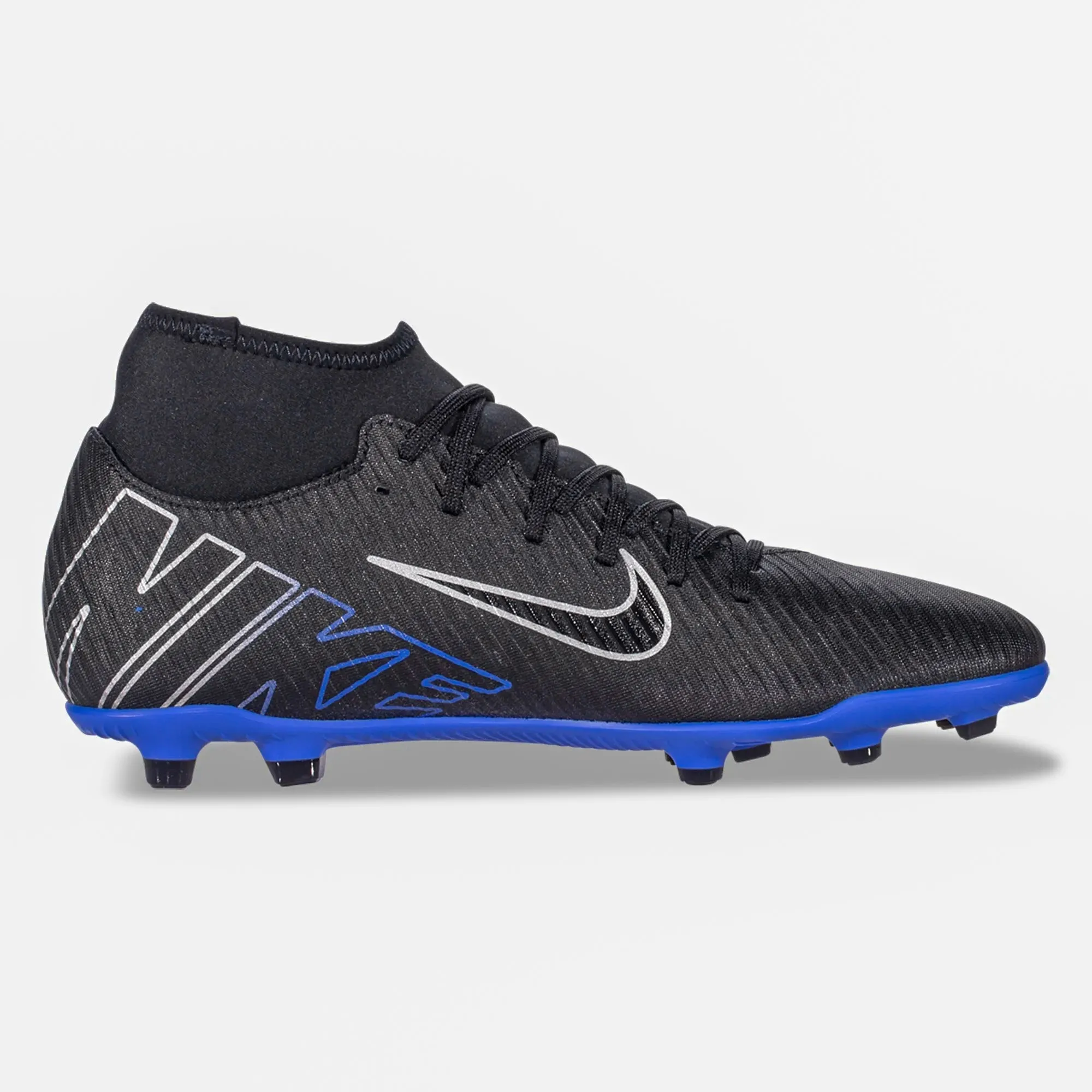 Nike Superfly 9 Club FG/MG Soccer Cleats (Black/Chrome-Hyper Royal)