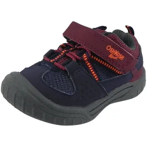 OshKosh Girl's and Boy's Hallux Elastic Lace Hook and Loop Slip On Adventure Sneaker Navy/Burgundy