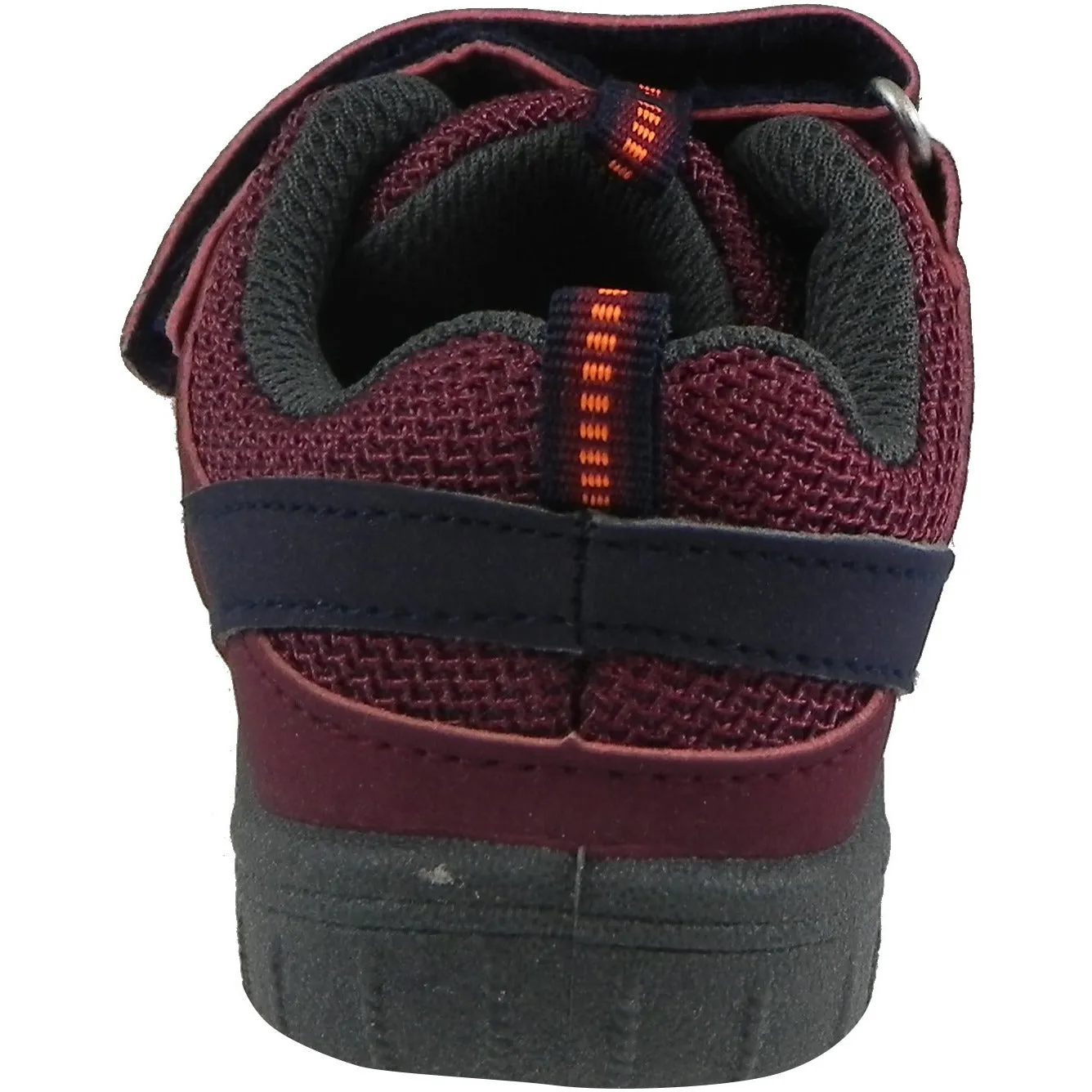 OshKosh Girl's and Boy's Hallux Elastic Lace Hook and Loop Slip On Adventure Sneaker Navy/Burgundy