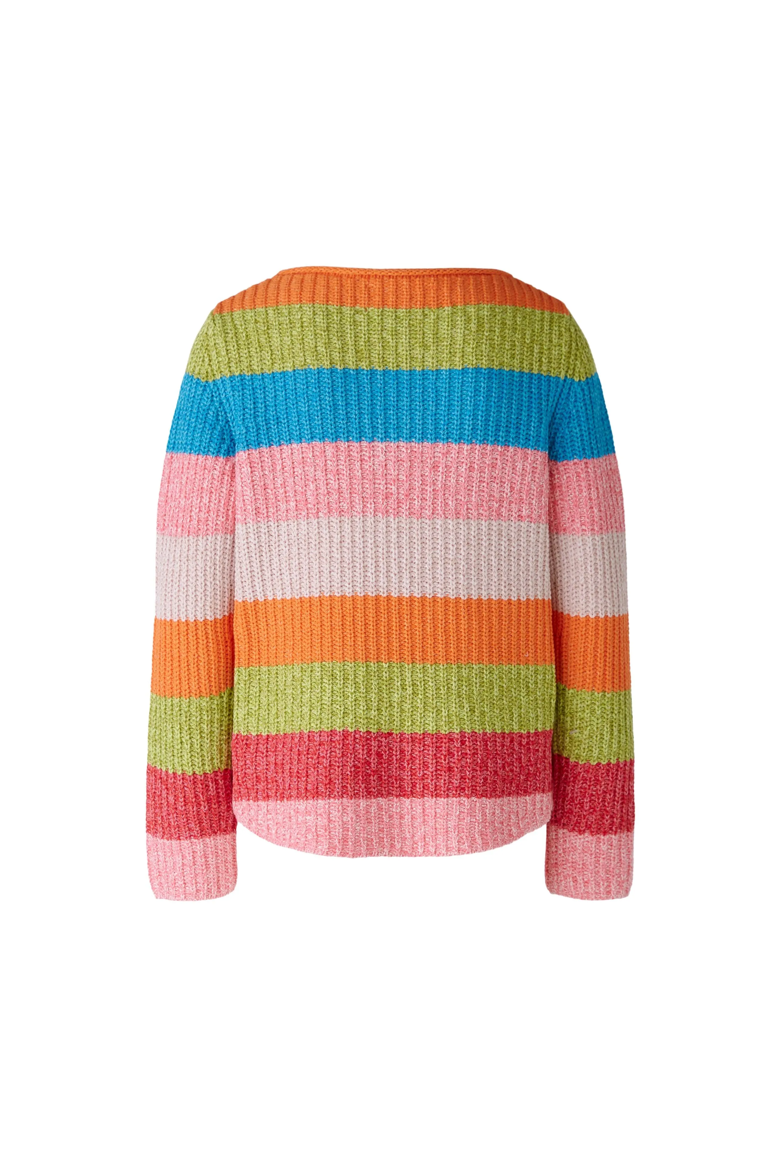 Oui Knit Ribbed Sweater With Multi Stripes