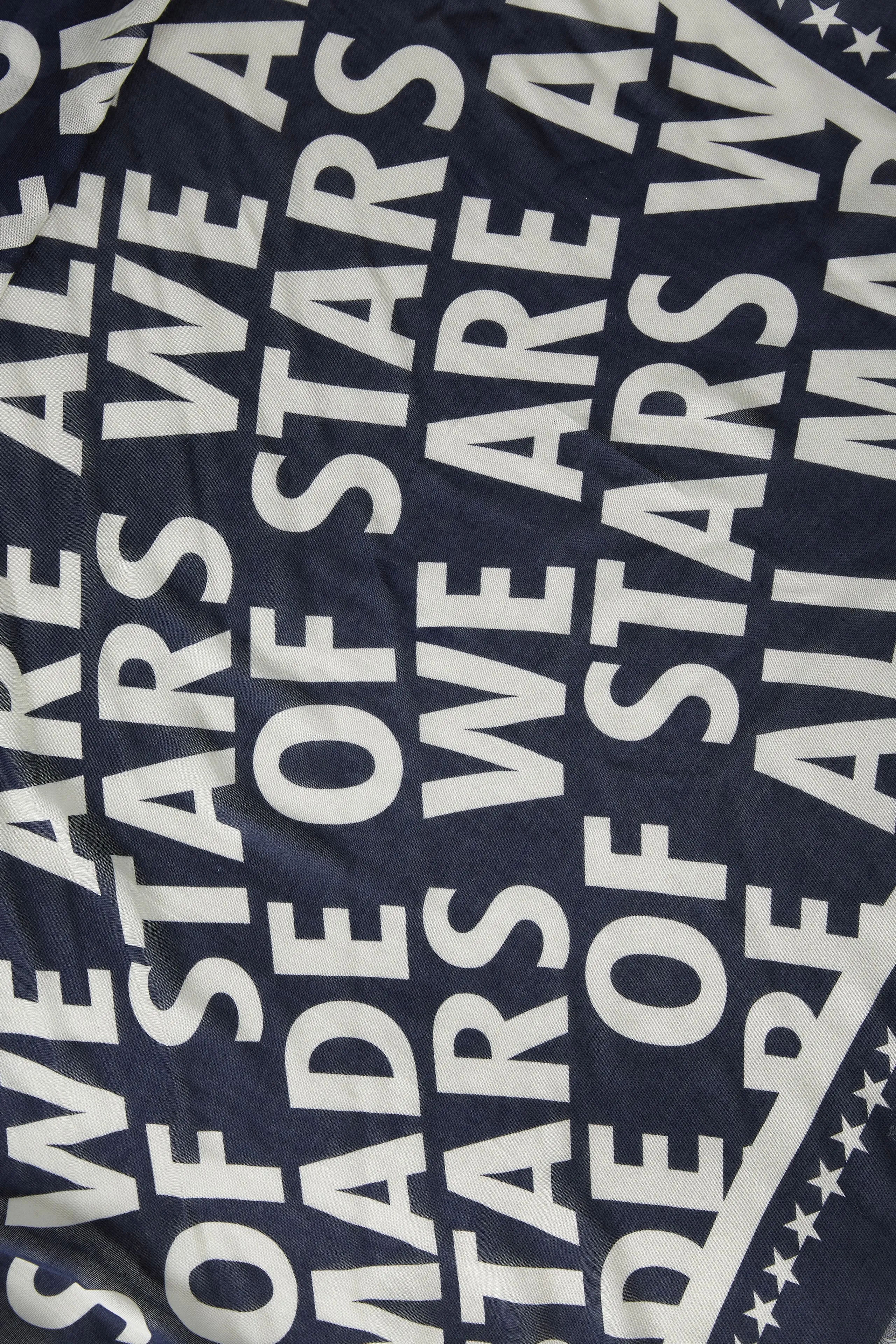 Oui Scarf With Word Print Navy/White