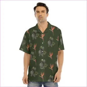 Paradise Men's Army Green Hawaiian Shirt With Button Closure