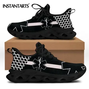 Paramedic EMT EMS Pattern Unisex Men Women Platform Sneakers Breathable Lace up Flat Shoes for Ladies Light Comfort Footwear