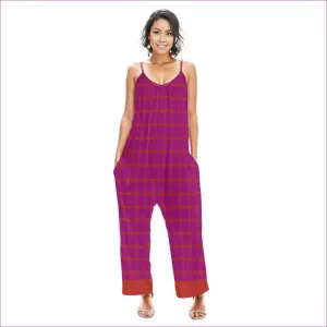 Perfusion Plaid Womens Loose Cami Jumpsuit