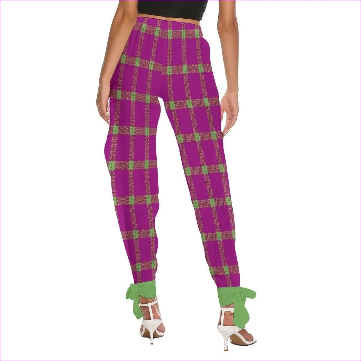 Perfusion Plaid Womens Side Seam Cutout Pants With Bottom Strap