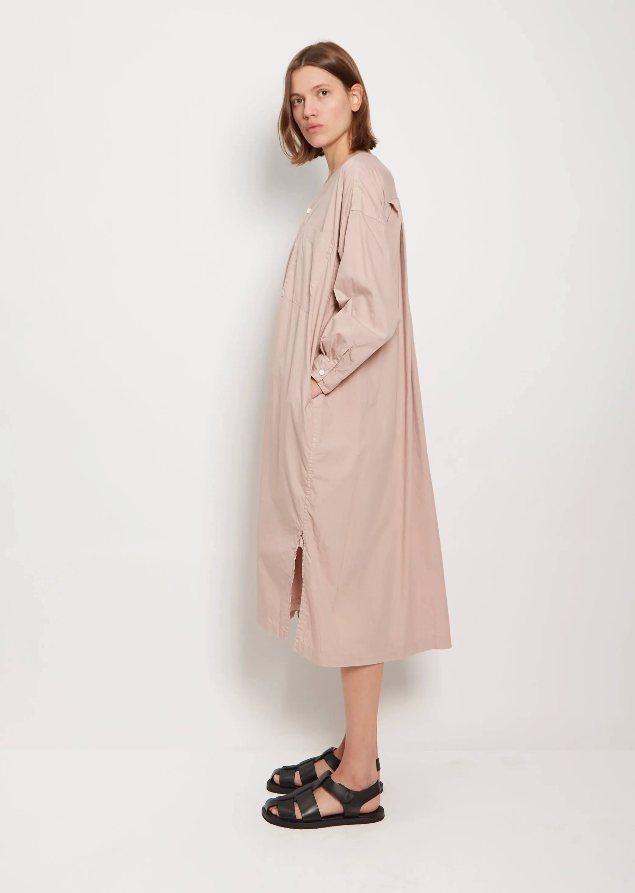 Pleated Sleeping Shirt Dress — Old Rose