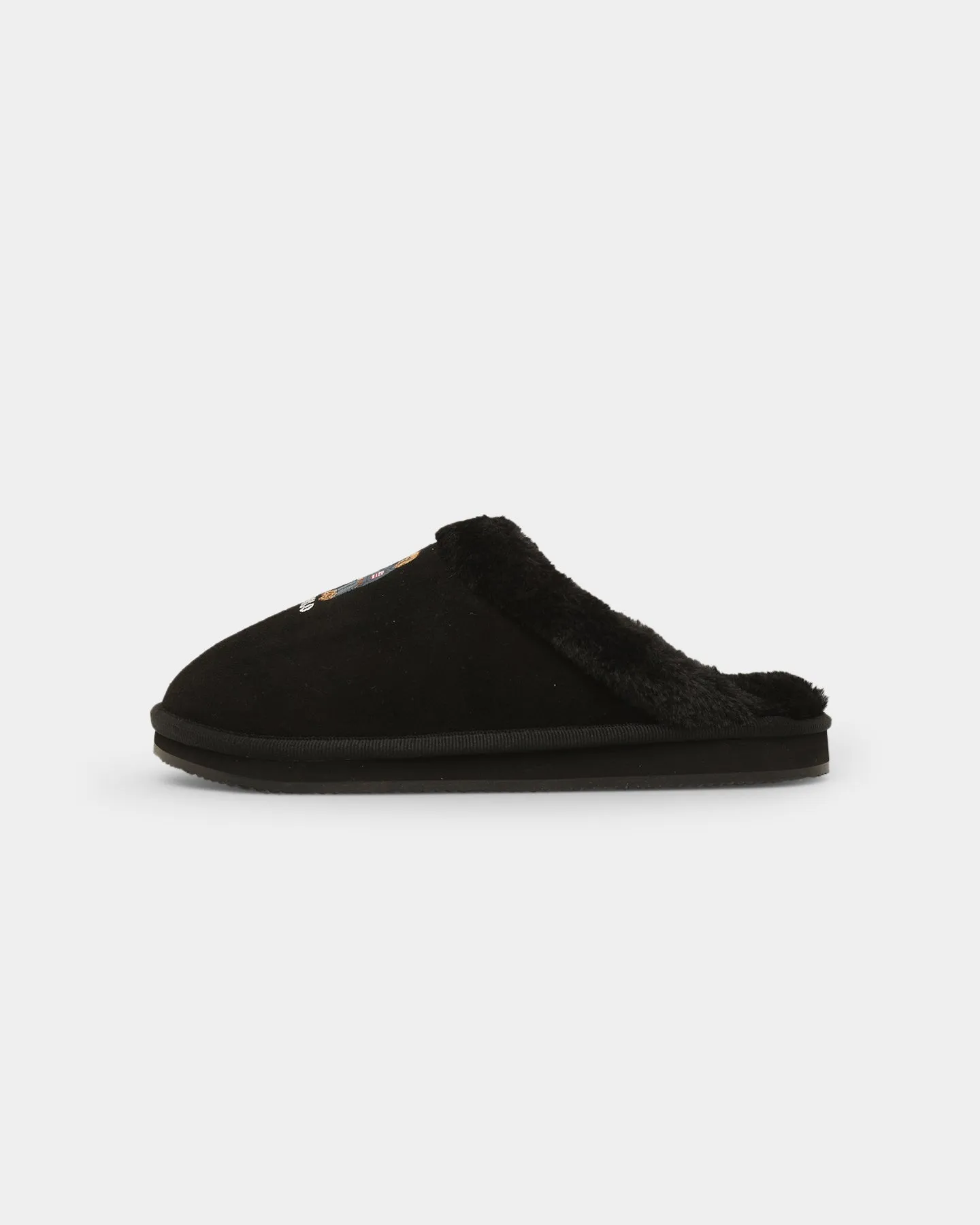 Polo Ralph Lauren Women's Kayleigh Scuff Bear Slipper Black Suede