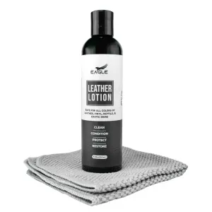 Premium Leather Lotion for Shoes, Boots, & Handbags, with Applicator Cloth (8.5oz) - Safe on all Leather, Including Designer Handbags & Exotic Leather - Non-Toxic