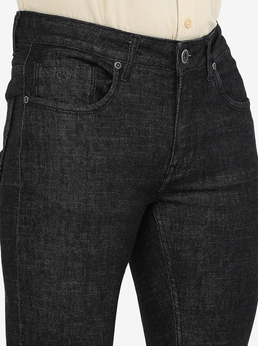 Raw Black Washed Slim Fit Jeans | JadeBlue