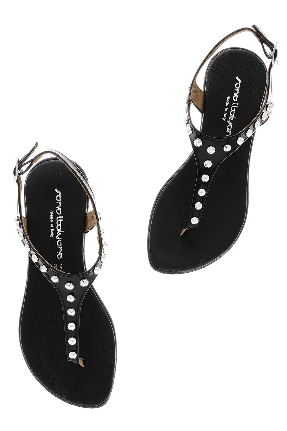 REBEKAH Black Studded Sandals