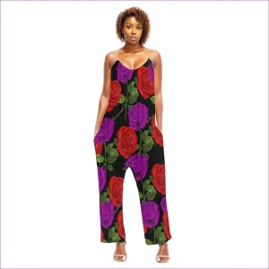 Red Rose Purp Women's Loose Cami Jumpsuit