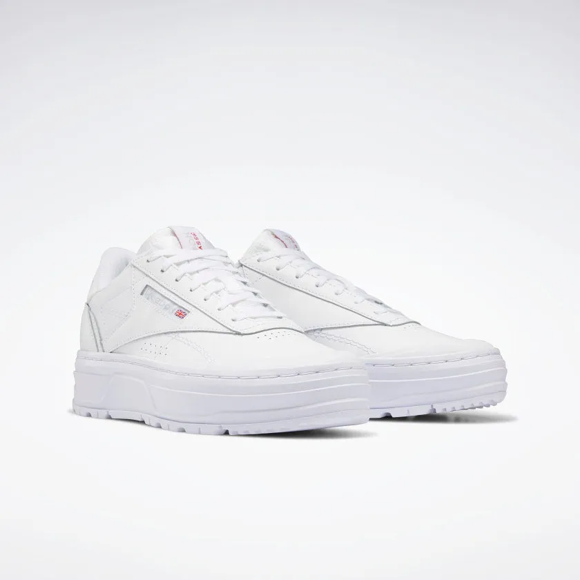 REEBOK WOMENS CLUB C DOUBLE GEO - CLOUD WHITE/ CLOUD WHITE/ PURE GREY