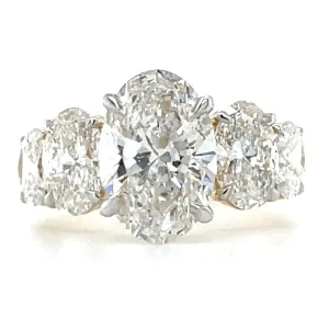 Riona - 14ct Yellow Gold 3.57ct Laboratory Grown Tapered Oval Five Stone Diamond Ring