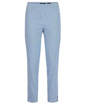 Robell Bella 09 Striped Lightweight Trousers White/Blue