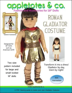 Roman Gladiator Costume Sewing Pattern for 18 Inch Dolls