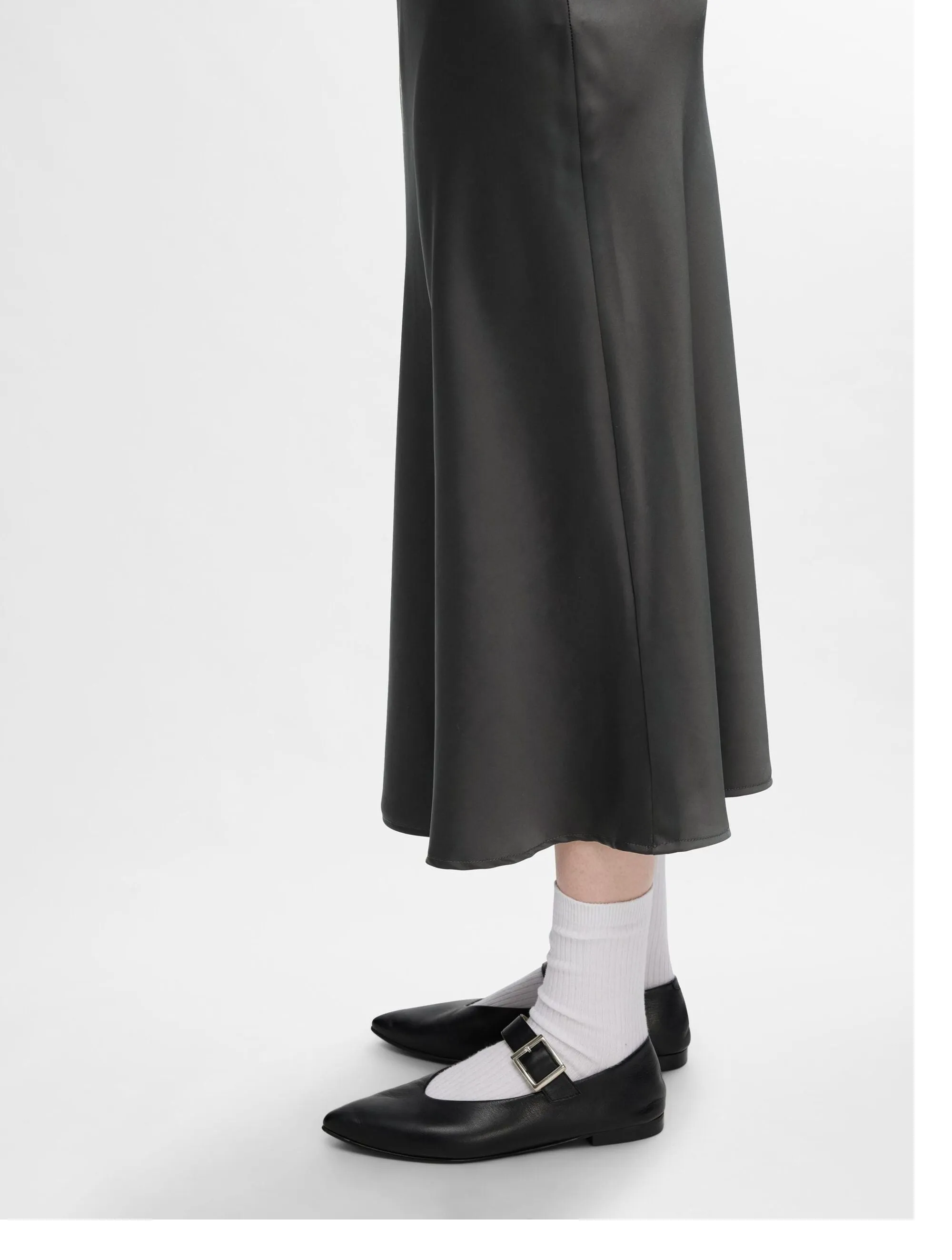 Selected Femme Lena High Waist Midi Skirt Volcanic Ash