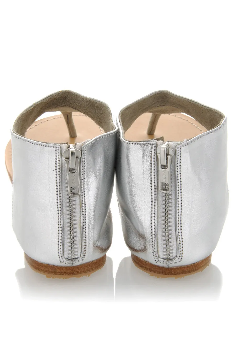 SILVER Crystal Leather Sandals