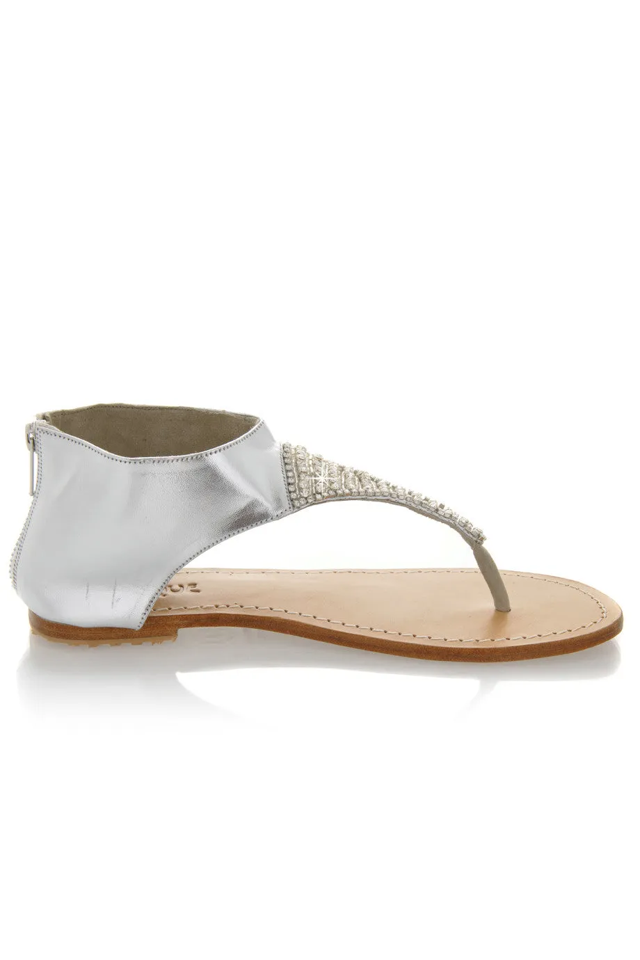 SILVER Crystal Leather Sandals