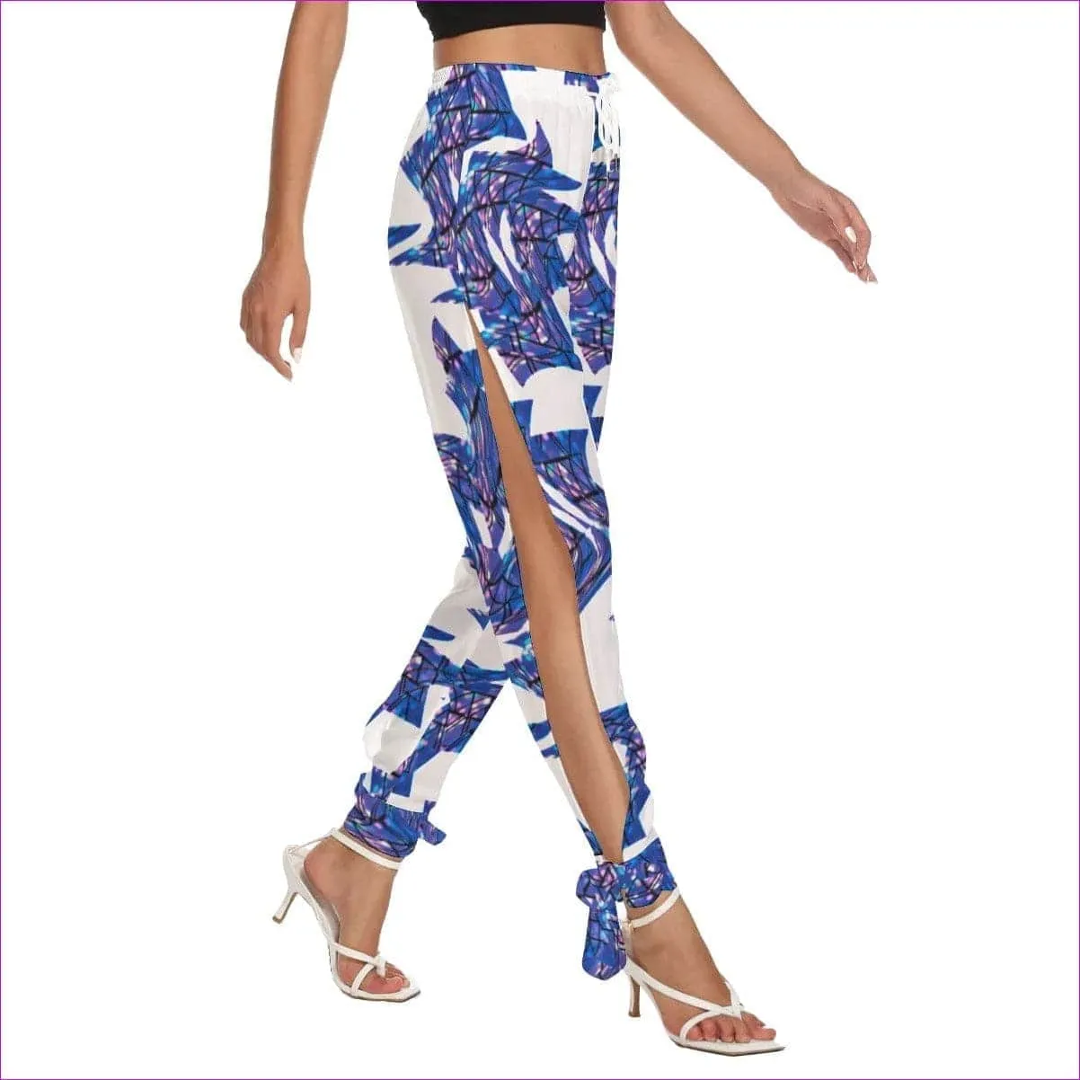 Skewed Women's Side Seam Cutout Pants With Bottom Strap