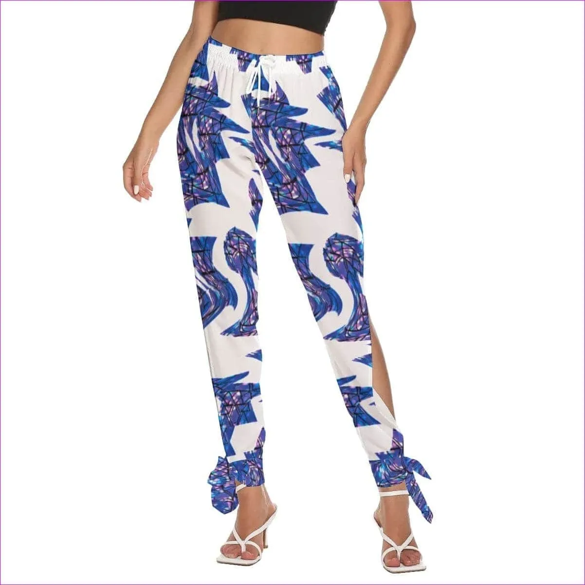 Skewed Women's Side Seam Cutout Pants With Bottom Strap