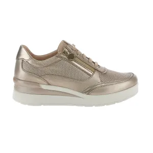 Stonefly scarpa casual da donna con cerniera Cream 52 in pelle laminata 220738 I89 tortora