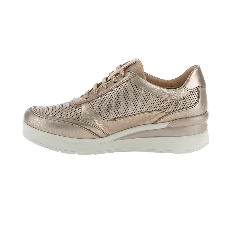 Stonefly scarpa casual da donna con cerniera Cream 52 in pelle laminata 220738 I89 tortora