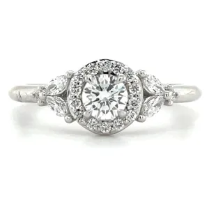 Sylvia - Platinum 0.52ct Round Brilliant Earth Grown Diamond Halo Engagement Ring