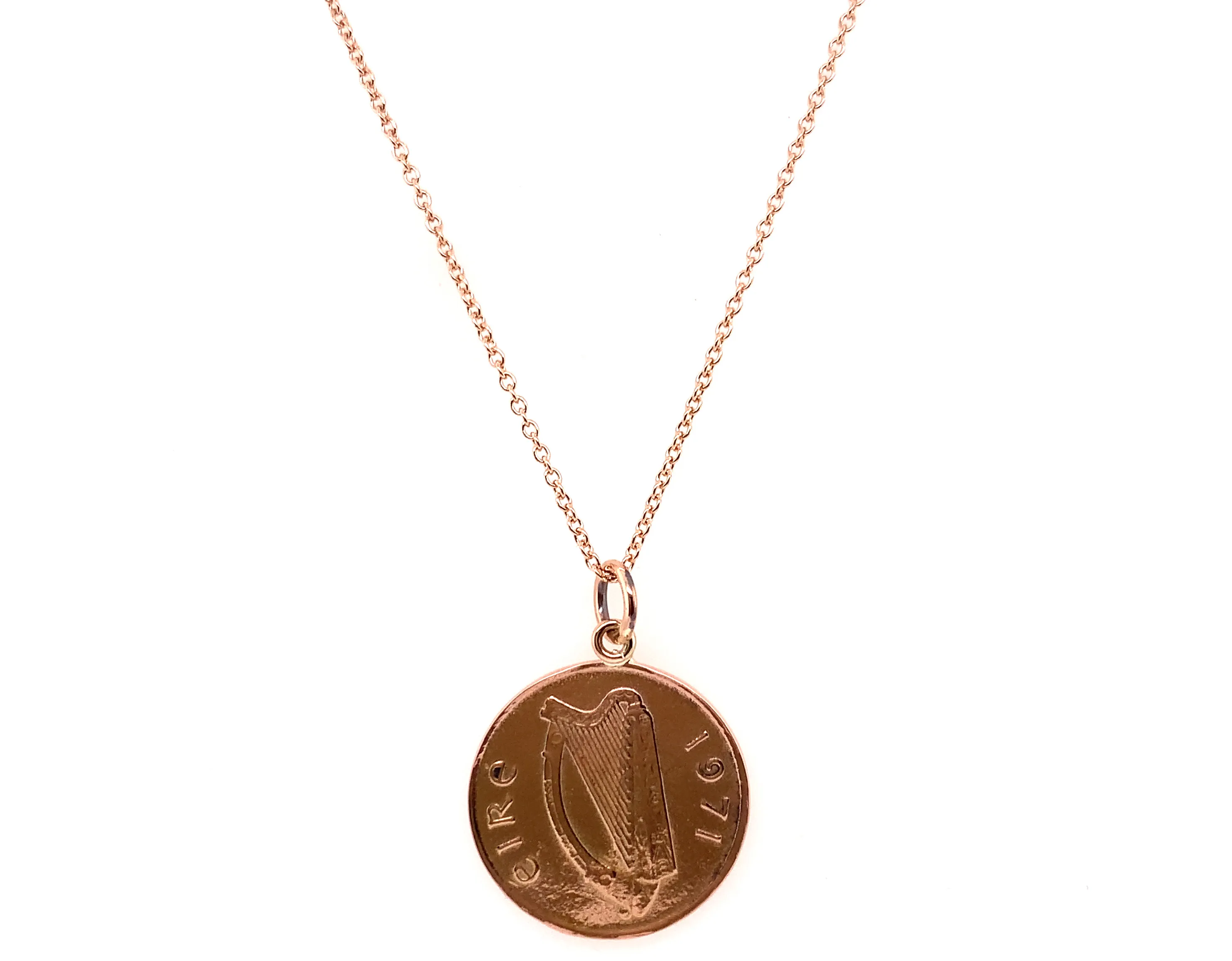 Tadgh Óg Solid 9ct Rose Gold 1p Irish Coin Pendant