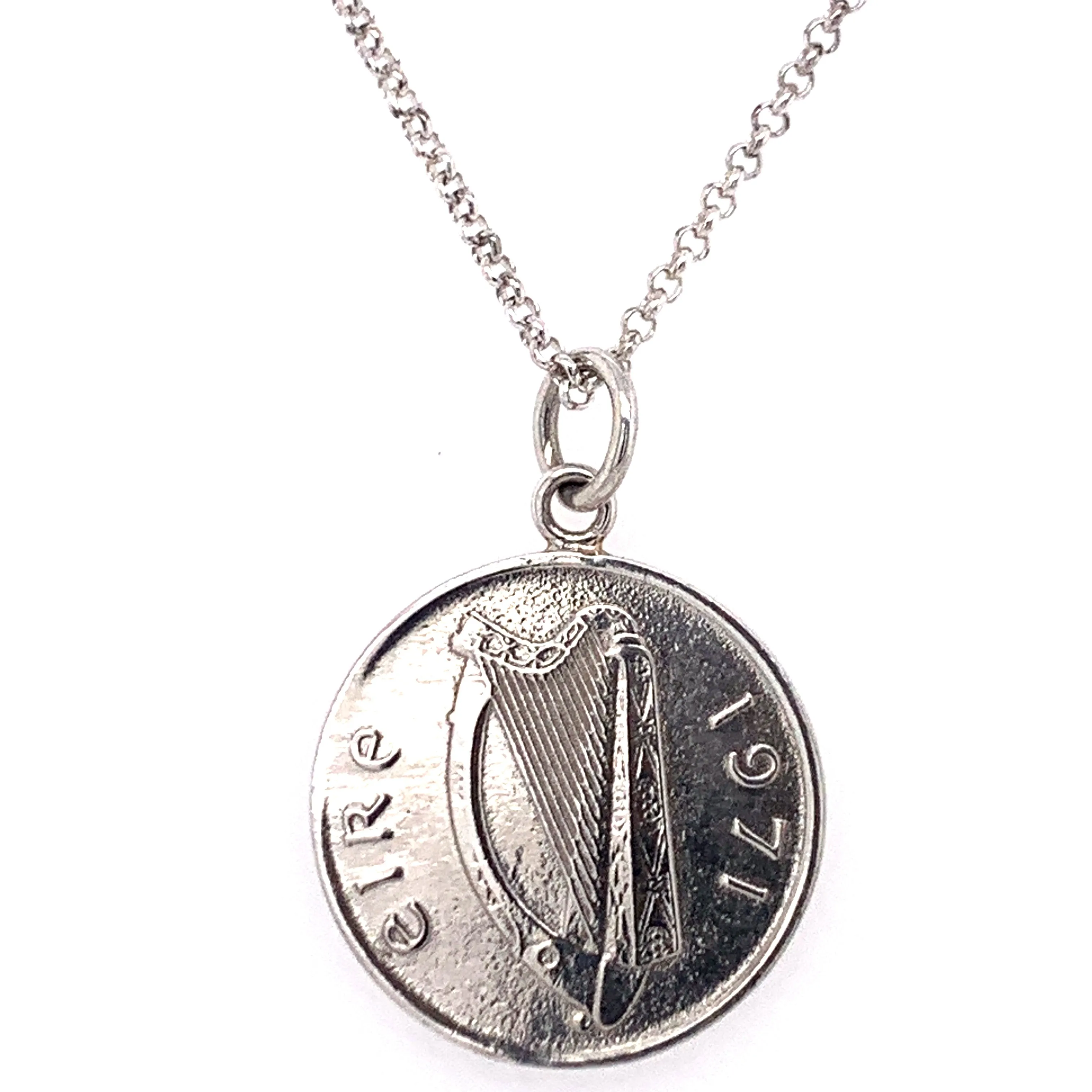 Tadgh Óg Solid Sterling Silver 1p Irish Coin Pendant