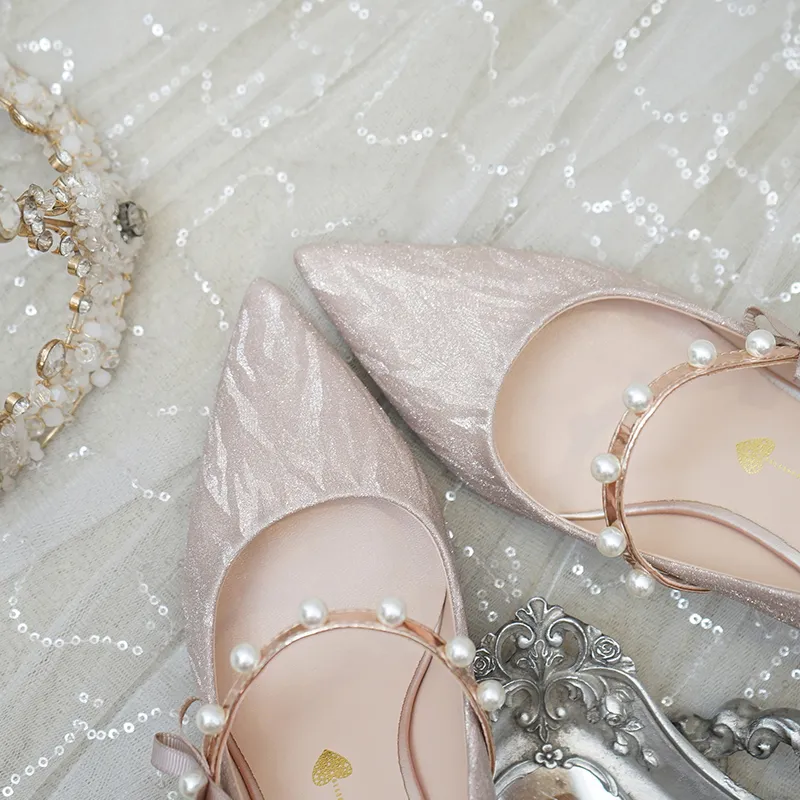 The Hiryu Wedding Bridal Champagne Gold/Silver Heels