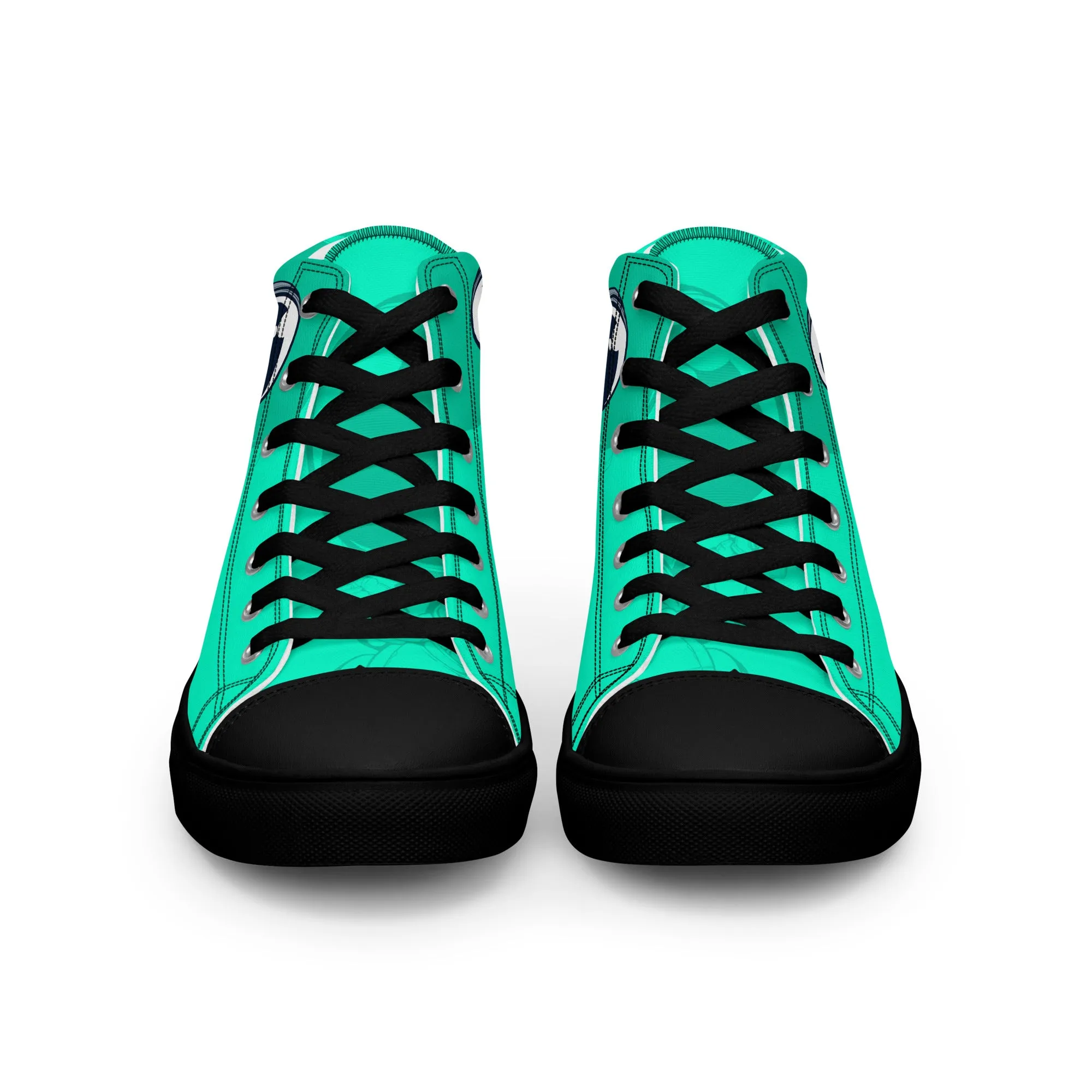 Unisex high top canvas shoes- Green Astronaut