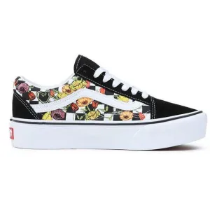 Vans Unisex Old Skool Platform Poppy Check Shoes - Black / White / Yellow / Green