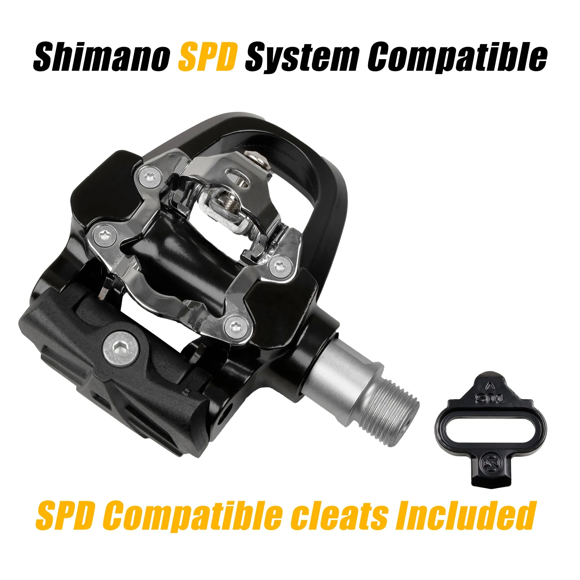 Venzo Compatible with Shimano SPD-SL & Shimano SPD System for Indoor Fitness Exercise Bike Bicycle Pedals & Cleats with 9/16" Heavy Duty Spindles Sealed Bearing