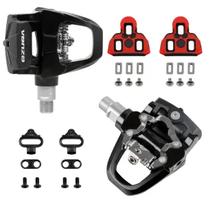 Venzo Compatible with Shimano SPD-SL & Shimano SPD System for Indoor Fitness Exercise Bike Bicycle Pedals & Cleats with 9/16" Heavy Duty Spindles Sealed Bearing