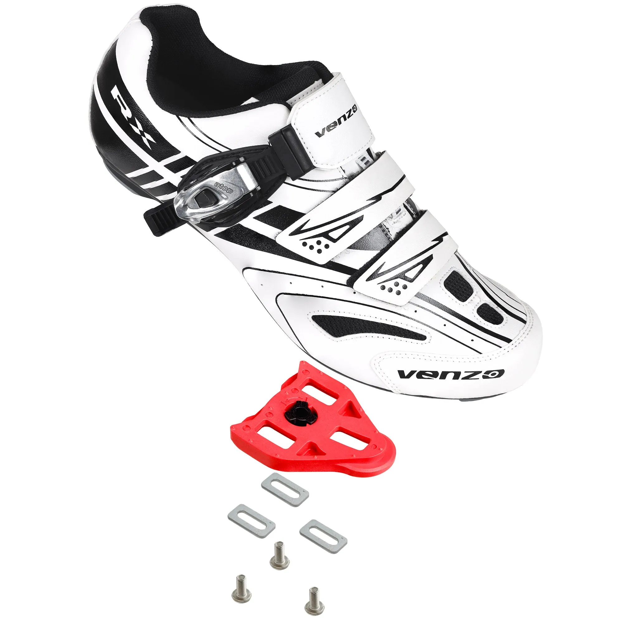 Venzo RX Road Bike Compatible with  SPD SL Look Cycling Shoes and Look Delta Indoor Cleats White Size 37