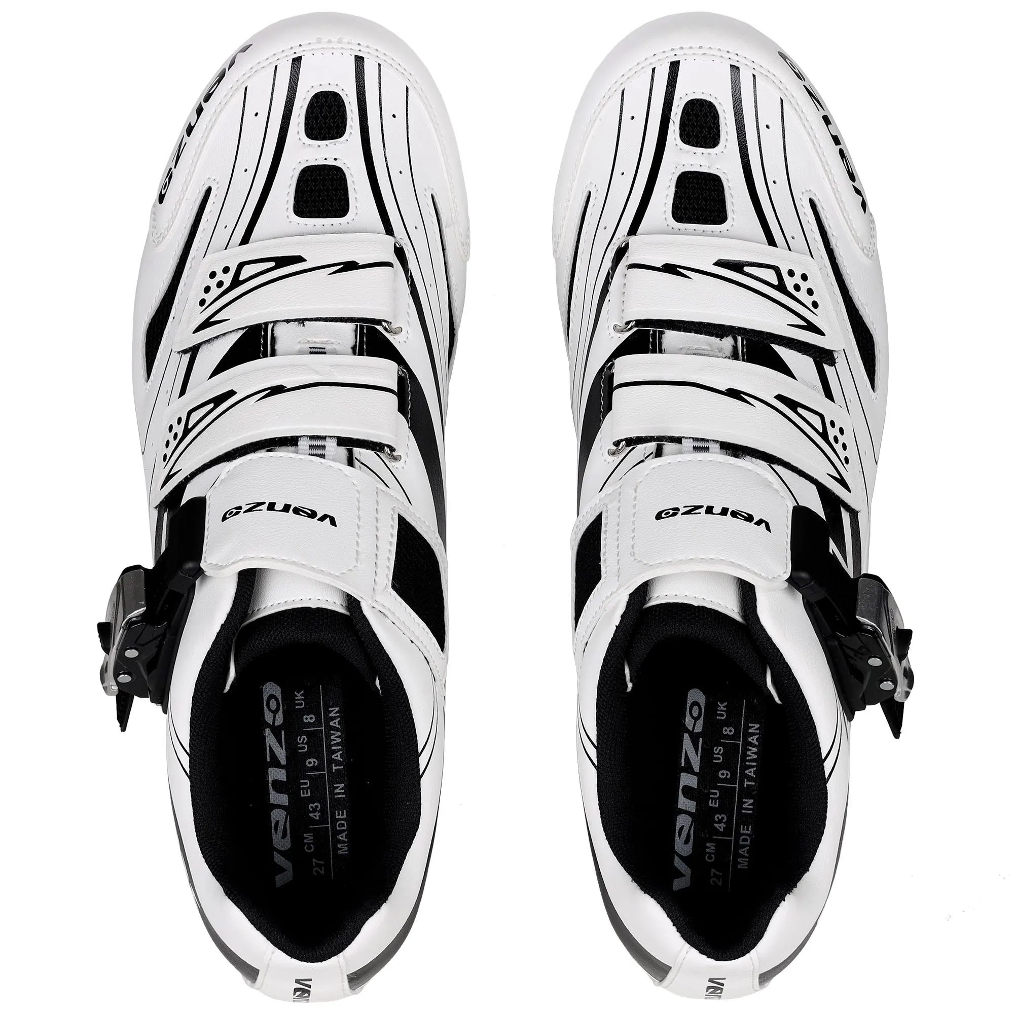 Venzo RX Road Bike Compatible with  SPD SL Look Cycling Shoes and Look Delta Indoor Cleats White Size 37