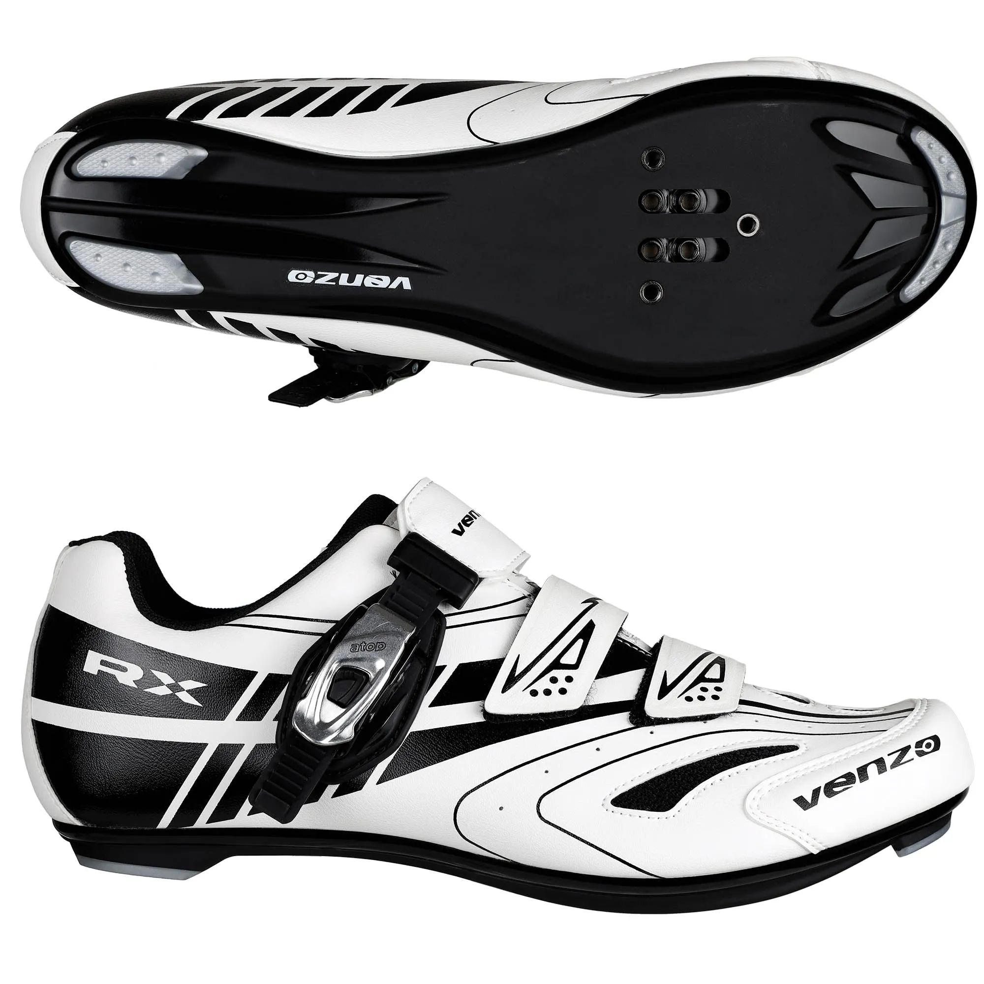 Venzo RX Road Bike Compatible with  SPD SL Look Cycling Shoes and Look Delta Indoor Cleats White Size 37