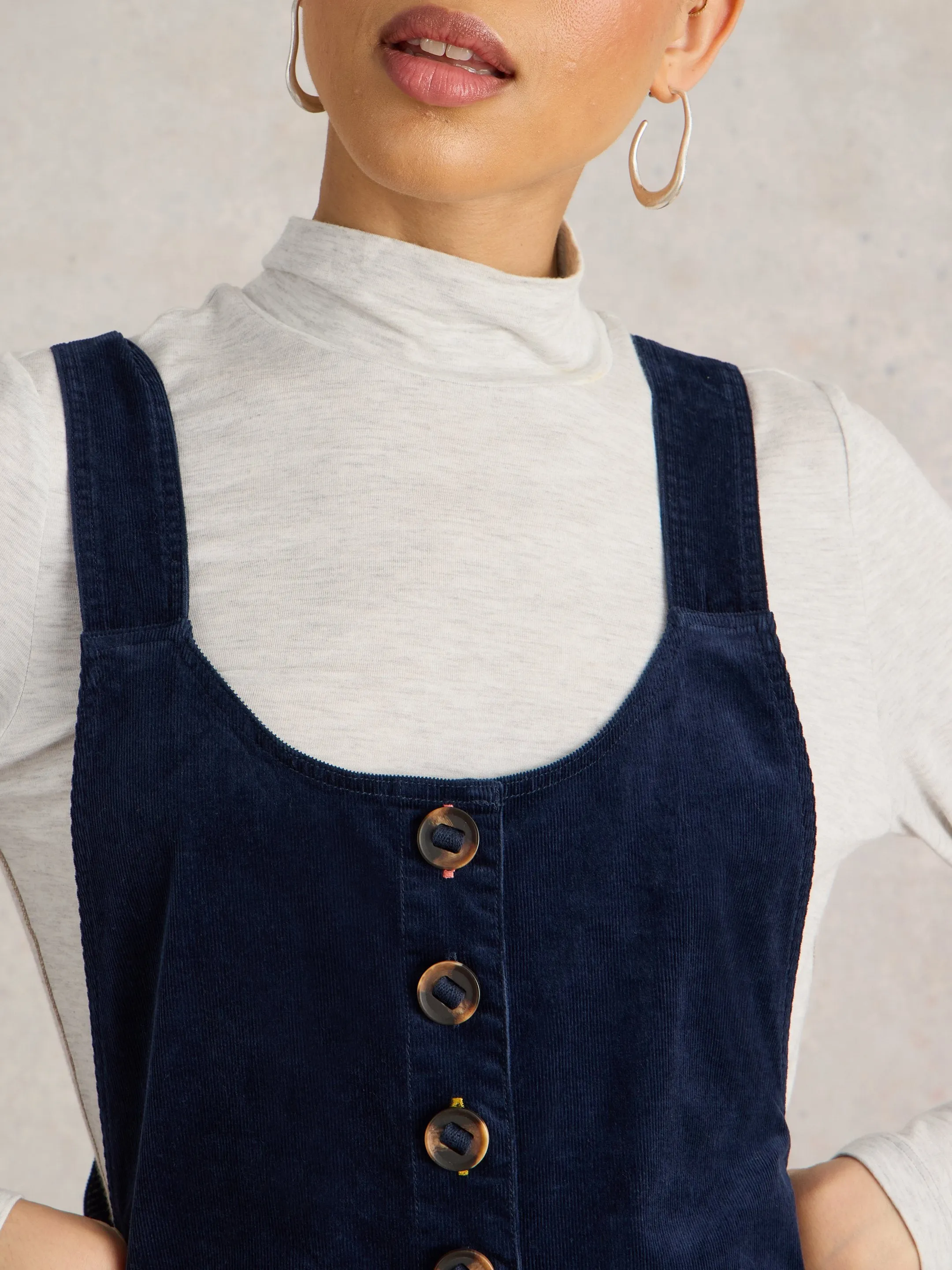 Viola Cord Dungarees - Dark Navy