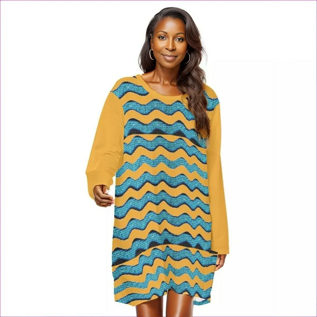 Wave Women's Loose Crew Neck Dress