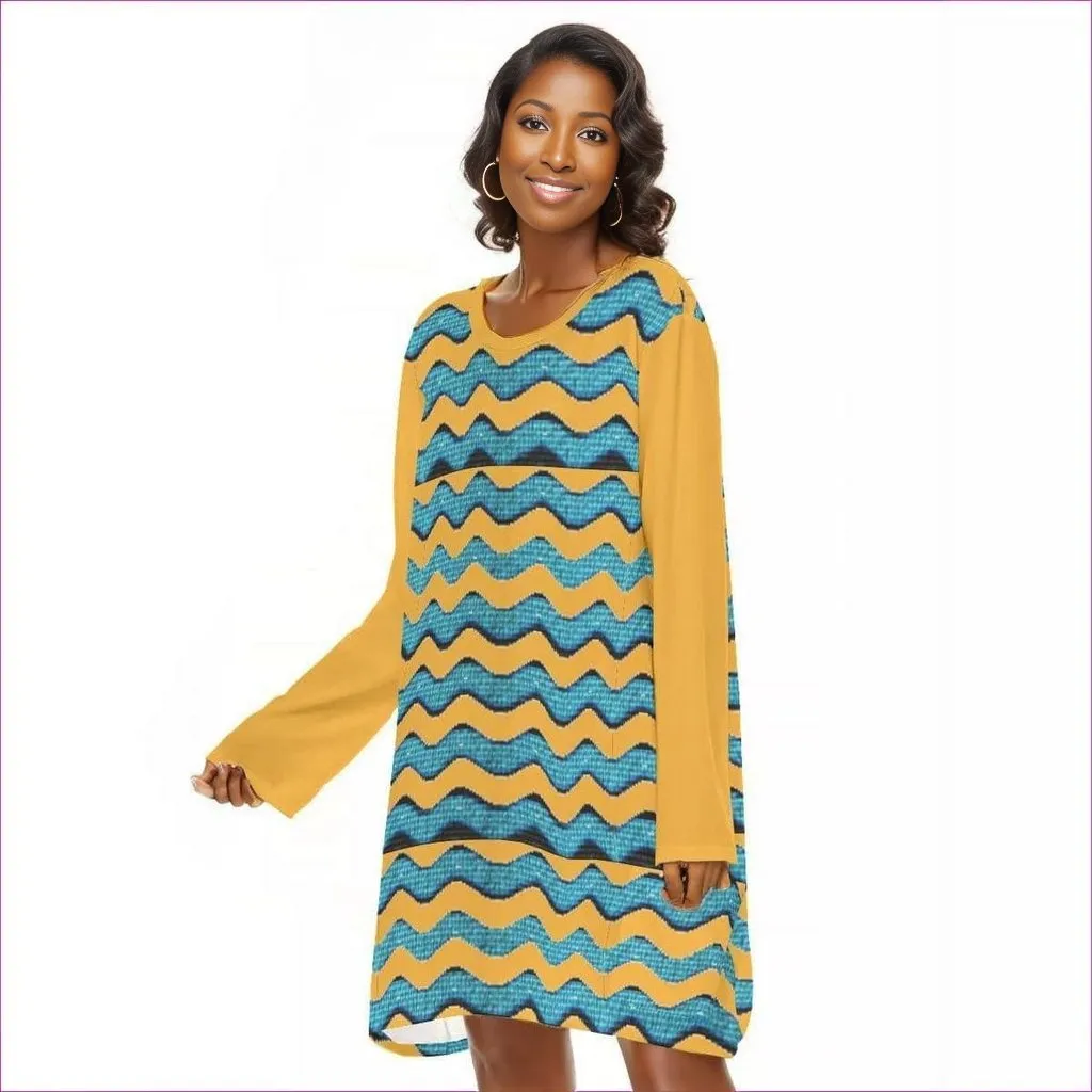 Wave Women's Loose Crew Neck Dress