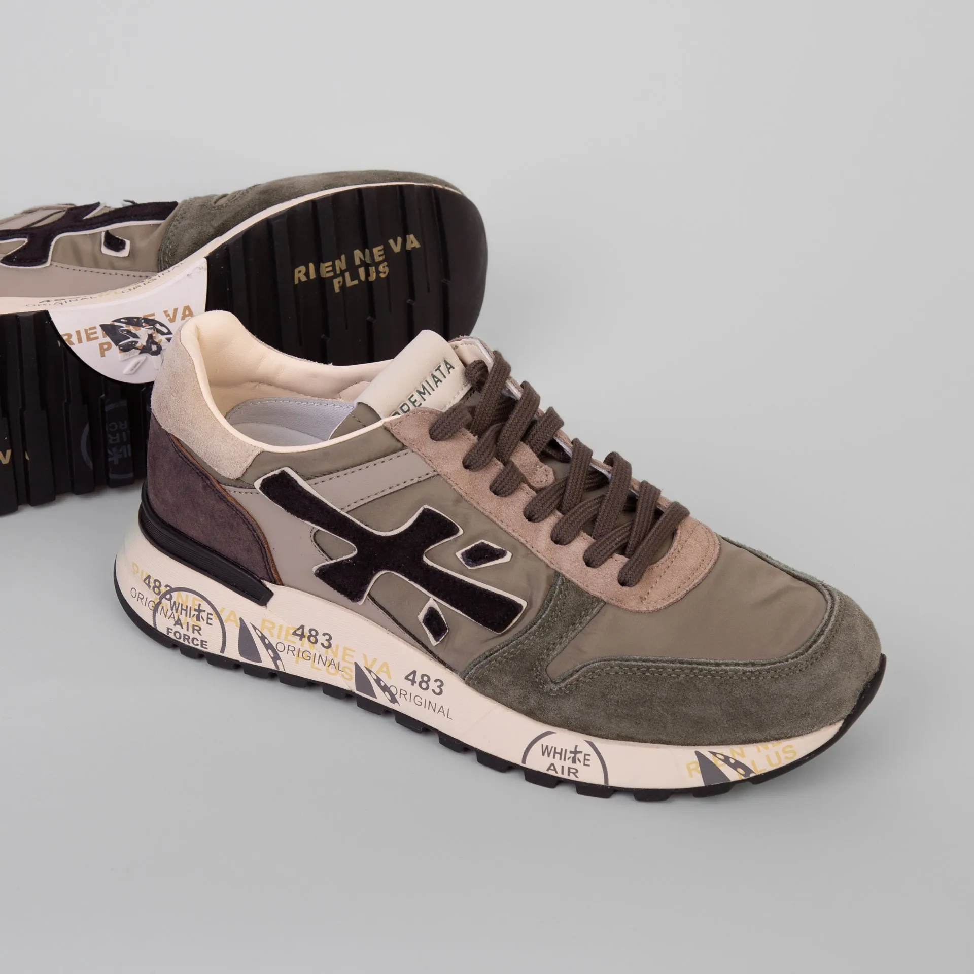 WHITE PREMIATA SNEAKERS MICK 6870 GREEN