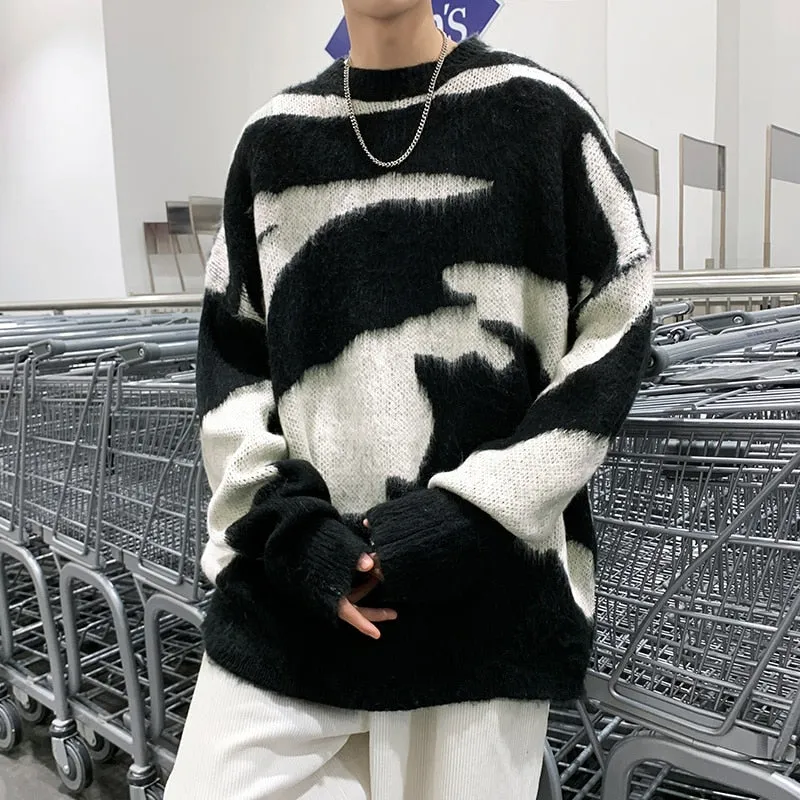 Winter Streetwear Knitted Oversized Male Sweater