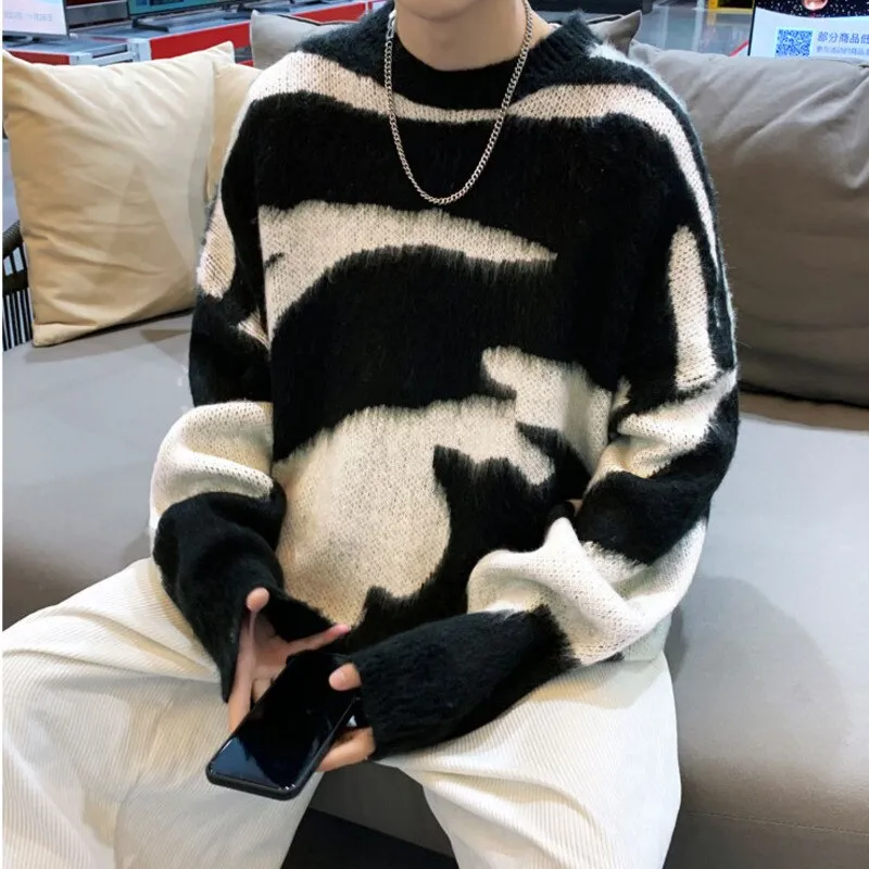 Winter Streetwear Knitted Oversized Male Sweater