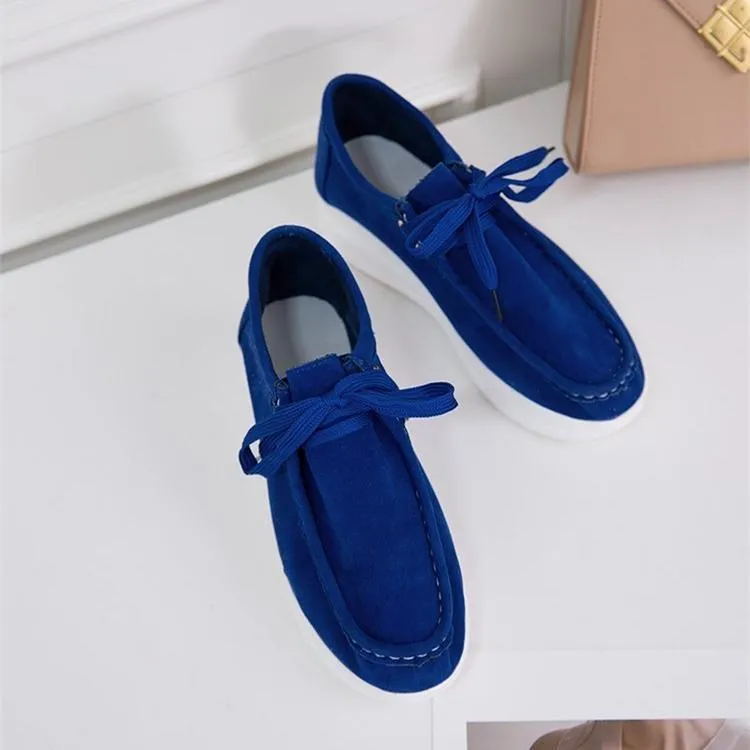 Women casual walking stitching lace up platform sneakers