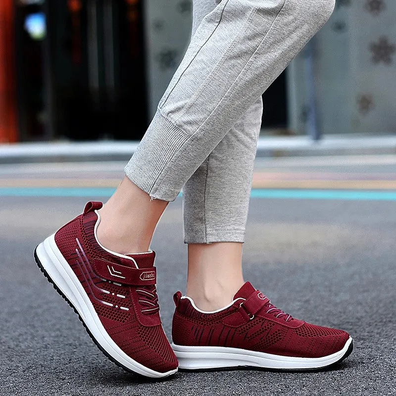 Women's trendy joker breathable velcro platform leisure sneakers