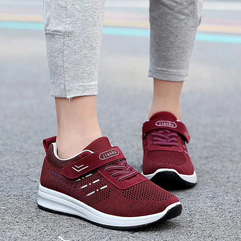 Women's trendy joker breathable velcro platform leisure sneakers