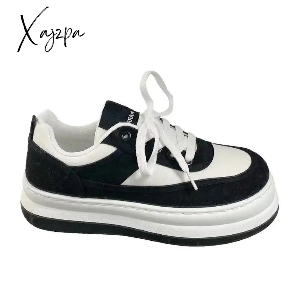 Xajzpa - Kawaii Black White Panda Canvas Women Sneakers Casual Platform Flat Japanese Lolita Sports Vulcanize Shoes Tennis