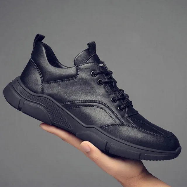 xiangtuibao  Genuine Leather Men Casual  Shoe Brand High quality all Black  white  Men's leather casual shoes Fashion Sneakers A31-01