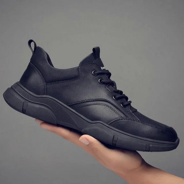 xiangtuibao  Genuine Leather Men Casual  Shoe Brand High quality all Black  white  Men's leather casual shoes Fashion Sneakers A31-01